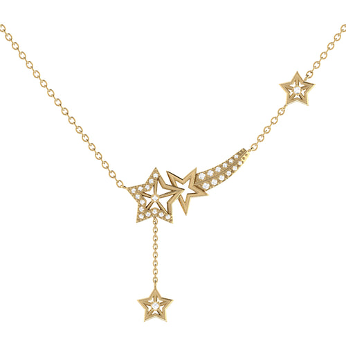 14K Gold Vermeil Starlight Diamond Drop Necklace on Sterling Silver