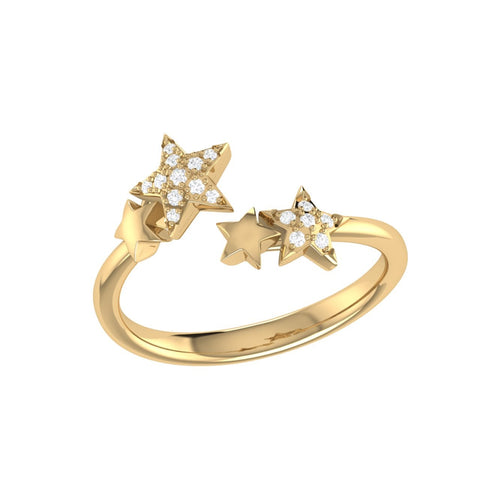 14K Yellow Gold Vermeil Dazzling Star Couples Diamond Open Ring