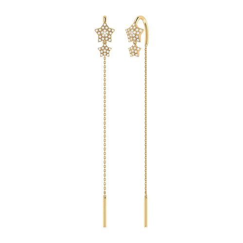 Dazzling Star Duo Tack-In Diamond Earrings in 14K Yellow Gold Vermeil